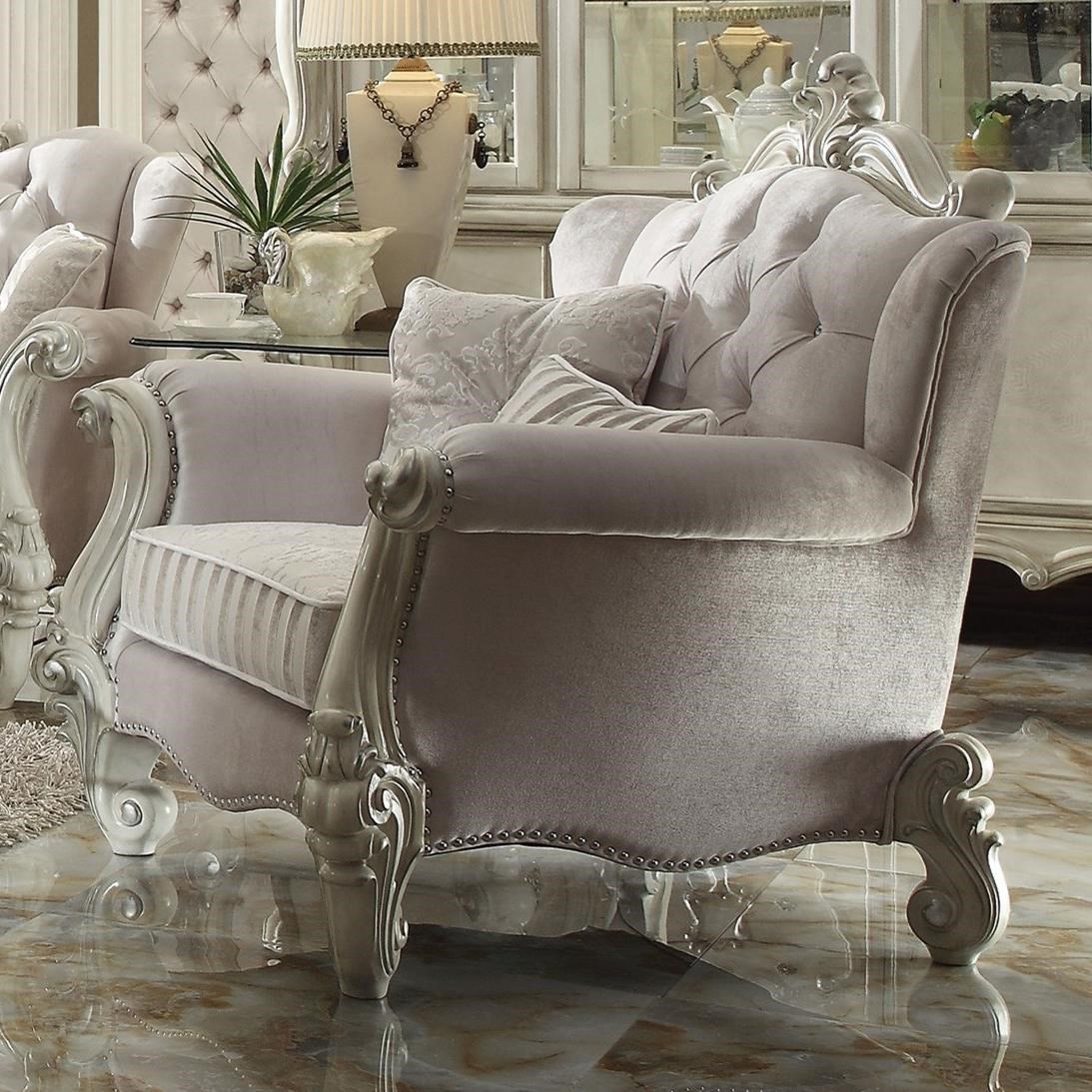 Acme Furniture Versailles 52107 Chair w 2 Pillows Del Sol Furniture Uph Upholstered Chairs